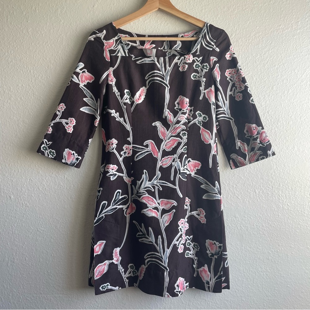 Marni Floral Brown and Pink Shift Dress